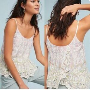 (BOGO FREE) Anthropologie Feather Bone Gemma Eyelet Tank Top Blouse Size 14